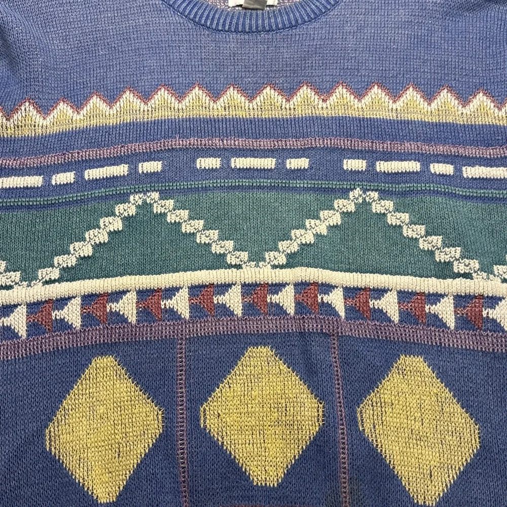 Vintage Union Bay Colorful Artsy Geometric Chunky Grandpa‎ Sweater Size XL